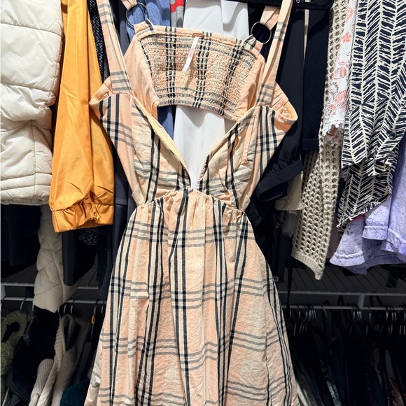 Free People Peach and Black Smocked Skirt - Picture 3 of 5